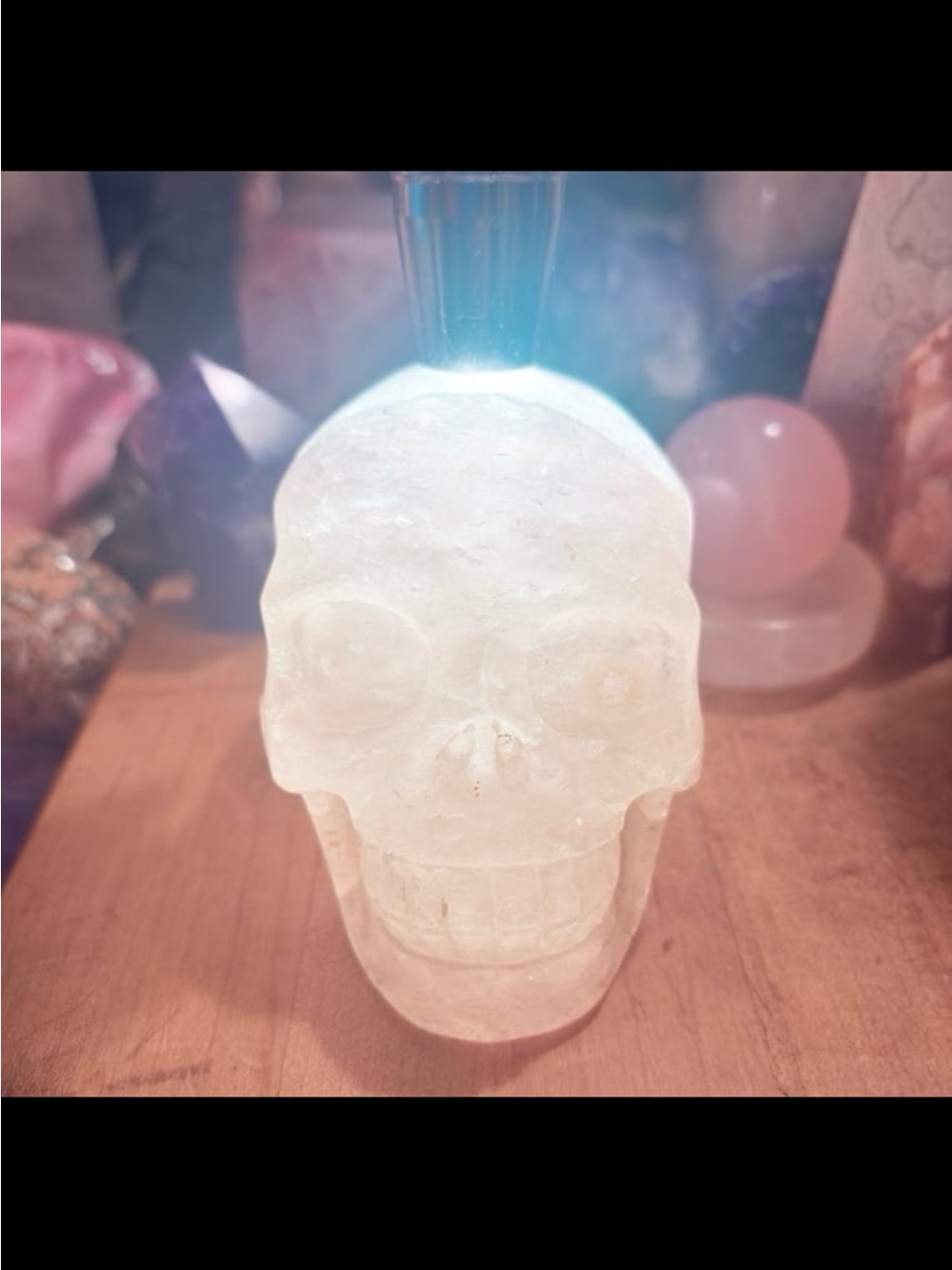 Clear Crystal Skull Sculpture - Translucent White